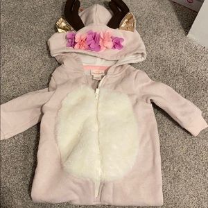 Warm baby girl romper with antlers!